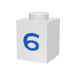 Brick 1 x 1 with Blue Number 6 Pattern