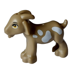 Goat, Friends Style with Bright Light Orange Eyes, Black Eyebrows and White Spots Pattern