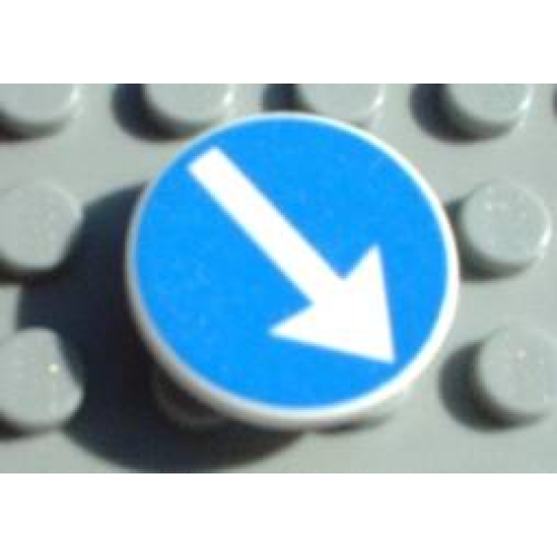 Деталь LEGO 30261px3 Road Sign 2 x 2 Round with Clip with Arrow on Blue Background Pattern