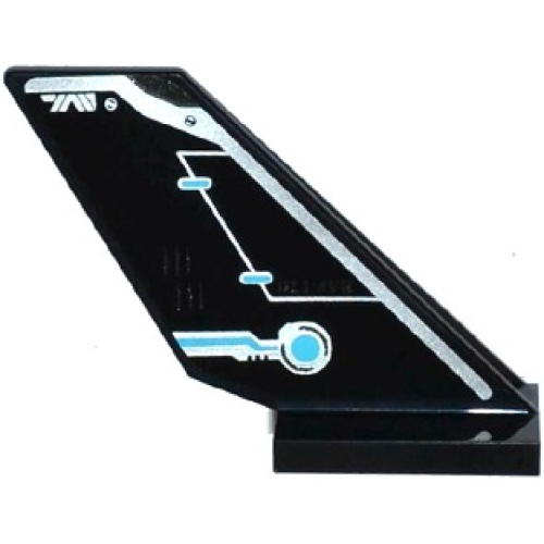 Деталь LEGO 6239pb049R Tail Shuttle with Rudder and Silver and Medium Azure Circuitry Pattern on Right Side (Sticker) - Set 70170