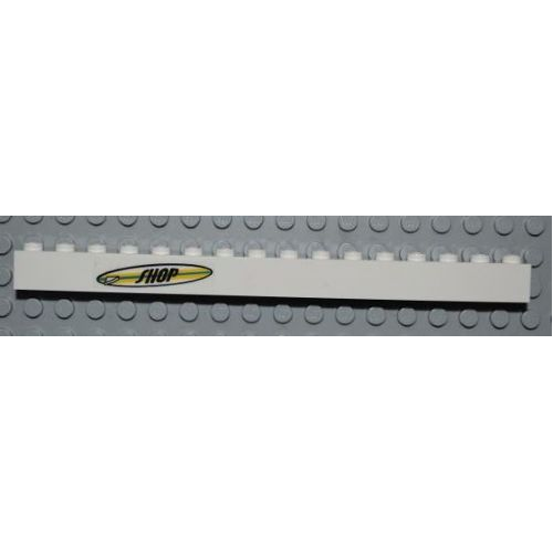 Деталь LEGO 2465pb13 Brick 1 x 16 with Surfboard with 'SHOP' Pattern (Sticker) - Set 4644