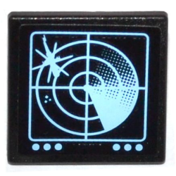 Road Sign 2 x 2 Square with Clip with Medium Blue Helicopter on Radar Screen and 6 Buttons Pattern (Sticker) - Set 60036