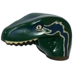 Dinosaur Head Raptor with Pin Hole with Tan Teeth and Tan and Dark Blue Marks Pattern Dinosaur Head Raptor with Pin Hole with Tan Teeth and Tan and Dark Blue Marks Pattern
