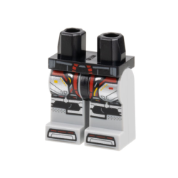 Hips and Light Bluish Gray Legs with Silver Armor, Black Knee Pads, Dark Red Stripes, Yellow Trim Pattern Hips and Light Bluish Gray Legs with Silver Armor, Black Knee Pads, Dark Red Stripes, Yellow Trim Pattern