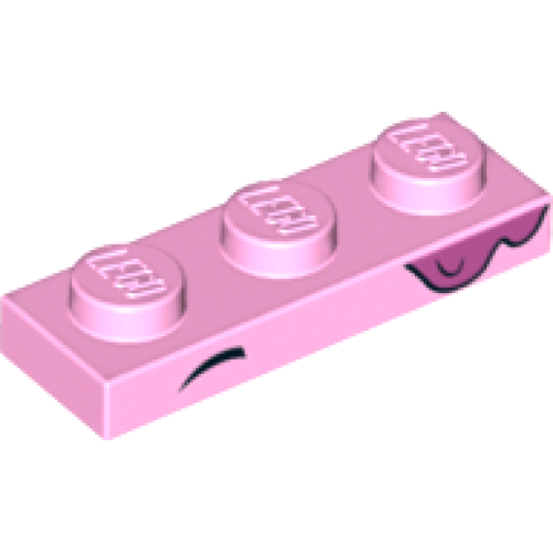 Деталь LEGO 3623pb014 Plate 1 x 3 with 1 Small Black Arc, High and Pointed, Dark Pink Splotch Pattern (Unikitty Eyebrows)