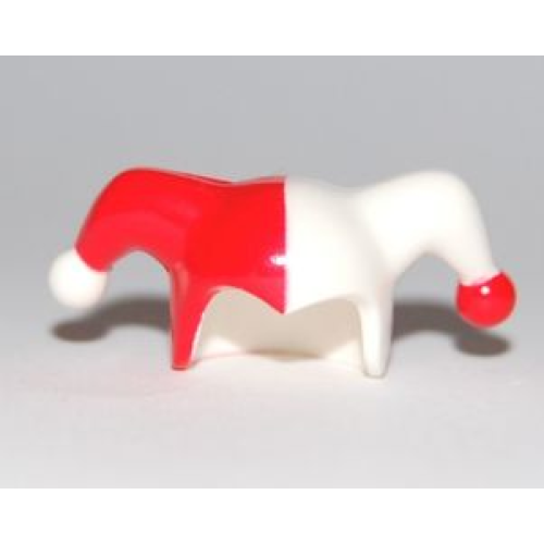 Деталь LEGO 62537pb03 Minifigure, Headgear Jester's Cap with Red Right Side and Red and White Pom Poms Pattern