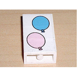 Stickered Assembly 2 x 1 x 3 with Blue and Pink Balloons Pattern (Sticker) - Set 6409 - 3 Brick 1 x 2 (Undetermined Type)