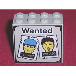 Brick 2 x 4 x 3 with Black 'Wanted' and White Posters Pattern