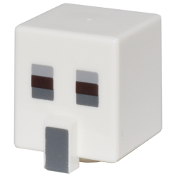 Minifigure, Head, Modified Cube Tall with Raised Rectangle with Pixelated Light Bluish Gray, Dark Brown, and Dark Bluish Gray Eyes, and Dark Bluish Gray Nose Pattern (Minecraft Legends Skeleton)