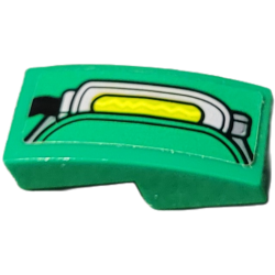 Slope, Curved 2 x 1 x 2/3 with Light Bluish Gray and Dark Bluish Gray Power Unit with Lime Center and Electricity Pattern Model Right Side (Sticker) - Set 76198 Slope, Curved 2 x 1 x 2/3 with Light Bluish Gray and Dark Bluish Gray Power Unit with Lime Center and Electricity Pattern Model Right Side (Sticker) - Set 76198