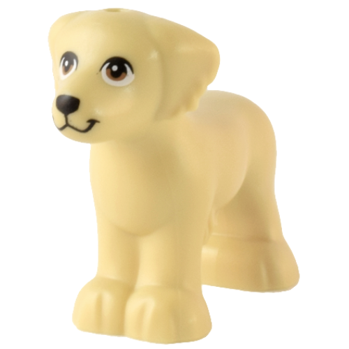 Деталь LEGO 3168pb01 Dog, Friends Style, Shaggy Fur, Ears, and Tail with Medium Nougat Eyes and Black Nose Pattern (Grace)