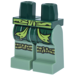 Hips and Sand Green Legs with Lime Tattered Waist Sash, Dark Green Robe Ends, Olive Green Rope Knee Wrappings Pattern