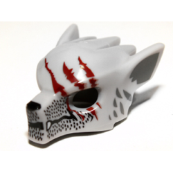 Minifigure, Headgear Mask Wolf with Fangs, Stubble and Three Dark Red Gashes Pattern Minifigure, Headgear Mask Wolf with Fangs, Stubble and Three Dark Red Gashes Pattern
