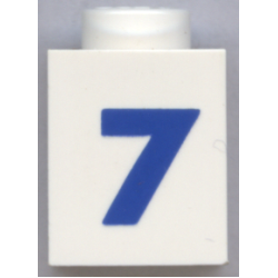 Brick 1 x 1 with Blue Number 7 Pattern (Bold Font)