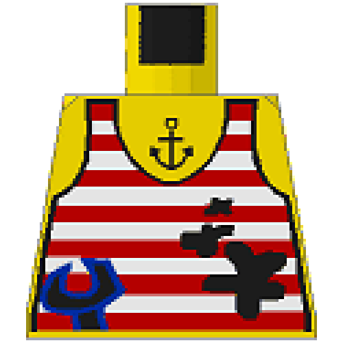 Деталь LEGO 973pab Torso Adventurers Jungle Tank Top, Stains, Wrench, Anchor Tattoo Pattern