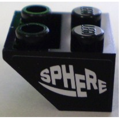 Деталь LEGO 3660pb009 Slope, Inverted 45 2 x 2 with Flat Bottom Pin with White 'SPHERE' Pattern (Sticker) - Set 8898