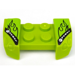 Vehicle, Mudguard 2 x 4 with Headlights Overhang with 'Power' Flames Pattern on Both Sides (Stickers) - Set 8192