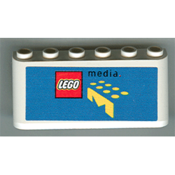 Windscreen 2 x 6 x 2 with LEGO Logo and Black 'media' on Blue Background Pattern (Sticker) - Sets 3409 Windscreen 2 x 6 x 2 with LEGO Logo and Black 'media' on Blue Background Pattern (Sticker) - Sets 3409