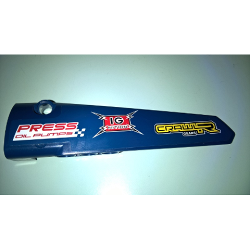 Деталь LEGO 64681pb031 Technic, Panel Fairing # 5 Long Smooth, Side A with 'PRESS OIL PUMPS', 'IG NITION' and 'CRAWLR GEARS' Pattern (Sticker) - Set 41999