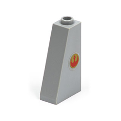 Slope 75 2 x 1 x 3 with Red SW Rebel Alliance Symbol on Gold Circle Pattern Model Right Side (Sticker) - Set 7668 Slope 75 2 x 1 x 3 with Red SW Rebel Alliance Symbol on Gold Circle Pattern Model Right Side (Sticker) - Set 7668