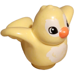 Duplo Bird with White Chest Feathers and Eye Borders, Coral Beak Pattern Duplo Bird with White Chest Feathers and Eye Borders, Coral Beak Pattern