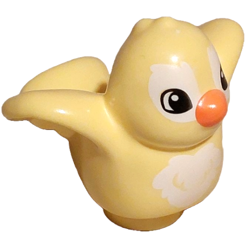 Деталь LEGO 27370pb06 Duplo Bird with White Chest Feathers and Eye Borders, Coral Beak Pattern