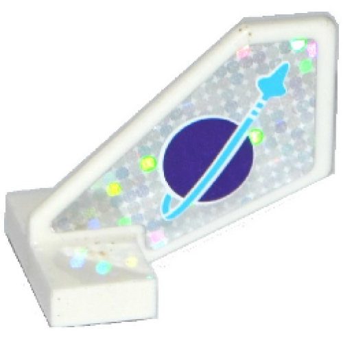 Деталь LEGO 44661pb028 Tail Shuttle, Small with Classic Space Logo with Medium Azure Arrow Pattern (Sticker) - Set 41128