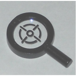 Minifigure, Utensil Magnifying Glass Thick Frame and Solid Handle with Trans-Clear Lens with Crosshairs Pattern
