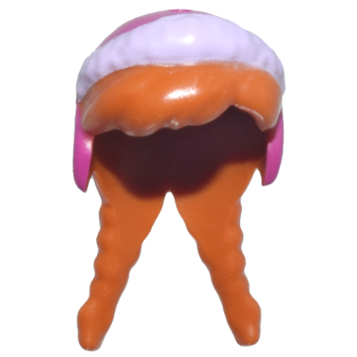 Деталь LEGO 19195pb01 Mini Doll, Hair Friends Long with Braided Pigtails with Magenta Winter Hat with Lavender Fur Trim Pattern