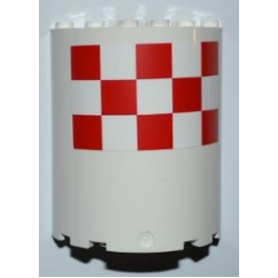 Cylinder Half 3 x 6 x 6 with 1 x 2 Cutout with Red and White Large Checkered Pattern, 5 Squares Per Row (Sticker) - Set 3182 Cylinder Half 3 x 6 x 6 with 1 x 2 Cutout with Red and White Large Checkered Pattern, 5 Squares Per Row (Sticker) - Set 3182