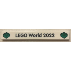 Tile 1 x 8 with 'LEGO World 2022' and Bricks Pattern Tile 1 x 8 with 'LEGO World 2022' and Bricks Pattern