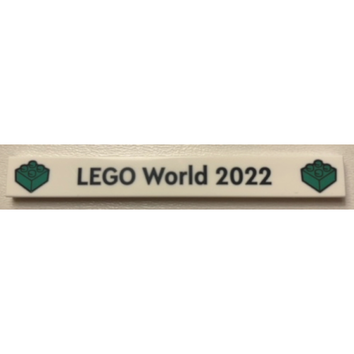 Деталь LEGO 4162pb281 Tile 1 x 8 with 'LEGO World 2022' and Bricks Pattern