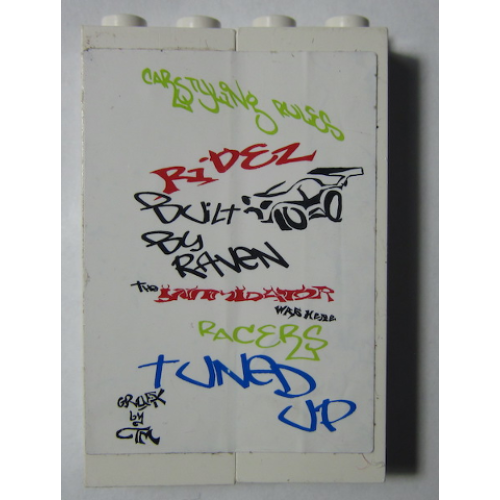Деталь LEGO BA090pb04 Stickered Assembly 4 x 1 x 5 with 'RIDEZ' Graffiti Pattern (Sticker) - Set 8681 - 2 Brick 1 x 2 x 5