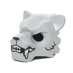 Minifigure, Headgear Mask Tiger with White Fangs, Black Fur and Open Mouth with Teeth Pattern Minifigure, Headgear Mask Tiger with White Fangs, Black Fur and Open Mouth with Teeth Pattern