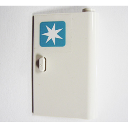 Door 1 x 3 x 4 Right - Open Between Top and Bottom Hinge with Maersk Star Logo Pattern (Sticker) - Set 10219