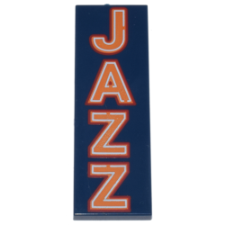 Tile 2 x 6 with Orange 'JAZZ' with Red and White Outlines Pattern