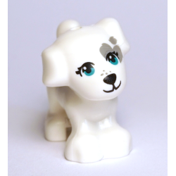 Dog, Friends Style, Puppy, Standing with Dark Turquoise Eyes, Black Nose and Mouth, Dark Bluish Gray Patch Pattern (Cookie) Dog, Friends Style, Puppy, Standing with Dark Turquoise Eyes, Black Nose and Mouth, Dark Bluish Gray Patch Pattern (Cookie)