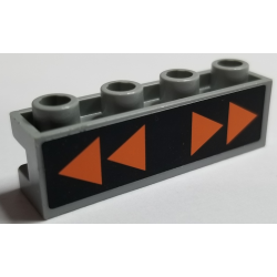 Brick, Modified 1 x 4 with Channel with Orange Directional Arrows on Black Background Pattern (Sticker) - Set 7691