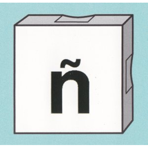 Деталь LEGO 6309pb097 Duplo, Tile 2 x 2 with Black Lowercase Letter n with Tilde (ñ) Pattern