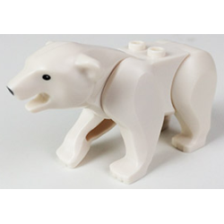 Bear with 2 Studs on Back with Black Eyes and Nose Pattern (Polar Bear)