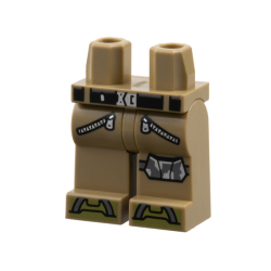 Hips and Legs with Black Belt, Silver Buckle and Zippers, Dark Bluish Gray and Silver Kneepad Left and Olive Green Toes Pattern Hips and Legs with Black Belt, Silver Buckle and Zippers, Dark Bluish Gray and Silver Kneepad Left and Olive Green Toes Pattern