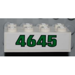 Brick 2 x 4 with Green '4645' on White Background Pattern (Sticker) - Set 4645