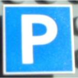 Road Sign 2 x 2 Square with Clip with Parking Capital Letter P on Blue Background Pattern