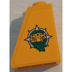 Slope 65 2 x 1 x 2 with Leopard Head and Leaves Jungle Explorers Logo Pattern Model Right Side (Sticker) - Set 60162 Slope 65 2 x 1 x 2 with Leopard Head and Leaves Jungle Explorers Logo Pattern Model Right Side (Sticker) - Set 60162