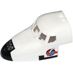 Aircraft Fuselage Forward Top Curved 6 x 10 x 4 with 5 Window Panes with Shuttle Nose Pattern and Space Logo on Transparent Background on Both Sides (Stickers) - Set 60078 Aircraft Fuselage Forward Top Curved 6 x 10 x 4 with 5 Window Panes with Shuttle Nose Pattern and Space Logo on Transparent Background on Both Sides (Stickers) - Set 60078