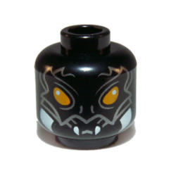 Minifigure, Head Alien Chima Scorpion with Orange Eyes, Silver Markings, and White Fangs Pattern