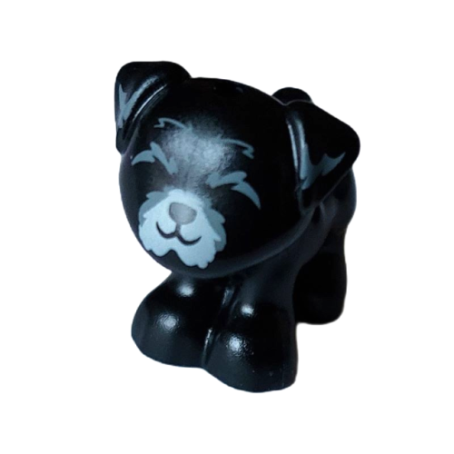 Деталь LEGO 24111pb04 Dog, Friends Style, Pug, Standing with Light Bluish Gray Muzzle and Dark Bluish Gray Ears and Closed Eyes Pattern (Dash)