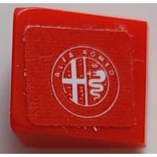 Деталь LEGO 54200pb112L Slope 30 1 x 1 x 2/3 with White Alfa Romeo Logo on Red Background Pattern Model Left Side (Sticker) - Set 75879
