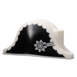 Minifigure, Headgear Hat, Pirate Bicorne with Cockade and Ribbon on Black Scalloped Background Pattern Minifigure, Headgear Hat, Pirate Bicorne with Cockade and Ribbon on Black Scalloped Background Pattern