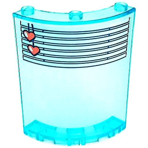 Деталь LEGO 30562pb089 Cylinder Quarter 4 x 4 x 6 with White Venetian Blinds, Straight with Coral Hearts Drawstring Pattern (Sticker) - Set 41394